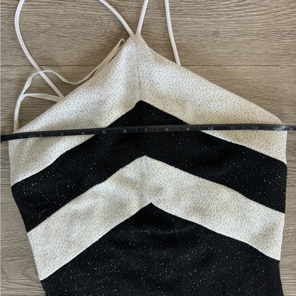 Vintage 90s Cache Halter Sparkle Black & White Formal Dress - Picture 16 of 16